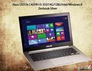 Get Asus UX31A-C4059H i5-3337/4G/128G/Intel/Windows 8 Zenbook-Silver